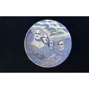 Mt Rushmore Souvenir Blue Plate Shrine Of Democracy Johnson Bros. 4” Vintage